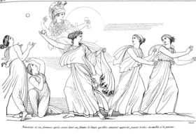 Nausicaa et ses servantes jouant  la balle, illustration de John Flaxman pour L'Odysse, 1810