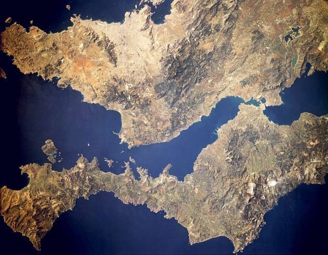L'île d'Eubée, vue depuis l'espace